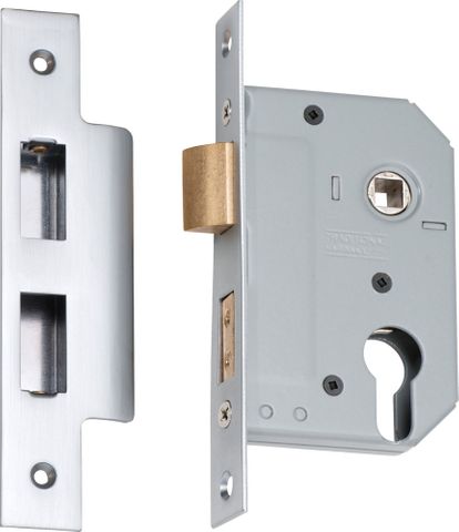 Tradco TRA2176 Mortice Lock Euro Satin Chrome Ctc47.5mm Backset 46mm
