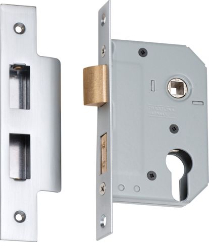 TRADCO MORTICE LOCK EURO SATIN CHROME CTC47.5MM BACKSET 46MM