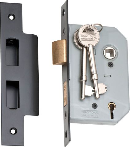 Tradco TRA2182 Mortice Lock 5 Lever Matt Black Ctc57mm Backset 46mm