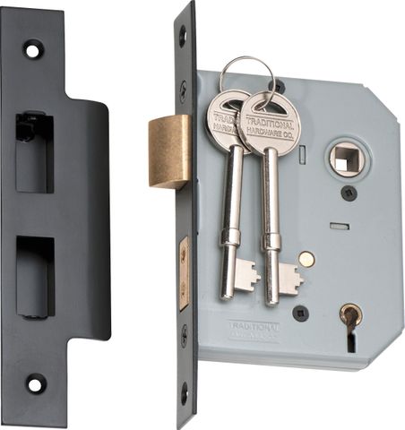 TRADCO MORTICE LOCK 5 LEVER MATT BLACK CTC57MM BACKSET 57MM