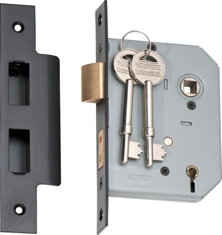 Tradco TRA2183 Mortice Lock 5 Lever Matt Black Ctc57mm Backset 57mm