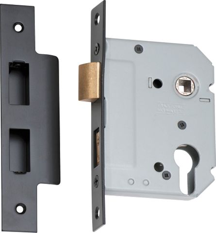 Tradco TRA2185 Mortice Lock Euro Matt Black Ctc47.5mm Backset 57mm