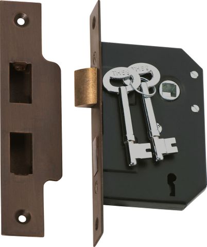 Tradco TRA2200 Mortice Lock 3 Lever Antique Brass Backset 44mm