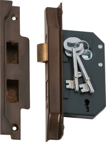 Tradco TRA2204 Mortice Lock 3 Lever Rebated AB Ctc57mm Backset 44mm