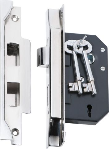 Tradco TRA2214 Mortice Lock 3 Lever Rebated CP Ctc57mm Backset 44mm