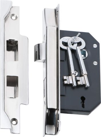 TRADCO MORTICE LOCK 3 LEVER REBATED CP CTC57MM BACKSET 44MM