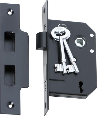 TRADCO MORTICE LOCK 3 LEVER MATT BLACK CTC57MM BACKSET 44MM