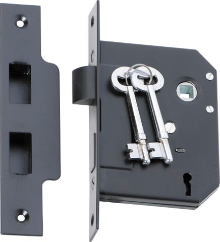 Tradco TRA2261 Mortice Lock 3 Lever Matt Black Ctc57mm Backset 57mm