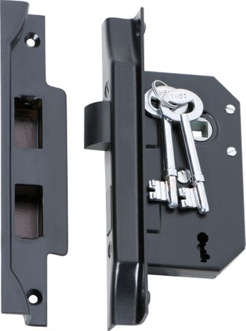 Tradco TRA2264 Mortice Lock 3 Lever Rebated Matt Black Backset 44mm