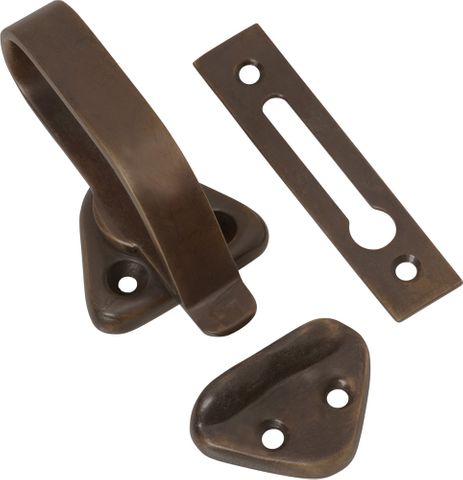 Tradco TRA2298 Hopper Window Fastener Antique Brass L74xw39xp31mm