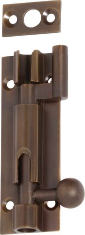 TRADCO BARREL BOLT OFFSET ANTIQUE BRASS L75XW25MM
