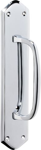 TRADCO PULL HANDLE OFFSET BACKPLATE CHROME PLATED