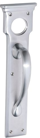 TRADCO PULL HANDLE CYLINDER HOLE SATIN CHROME H255XW70XP57MM