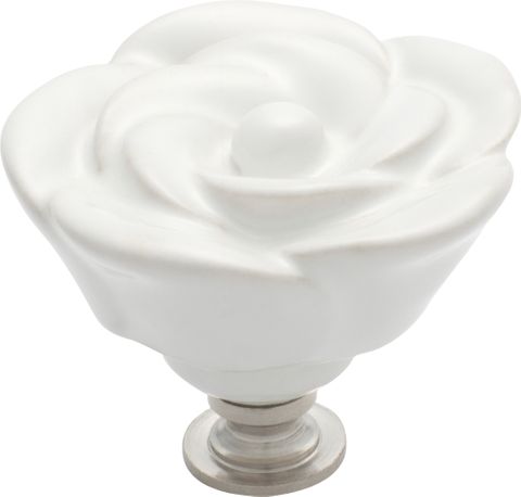 TRADCO WHITE PORCELAIN FLOWER CUPBOARD KNOB