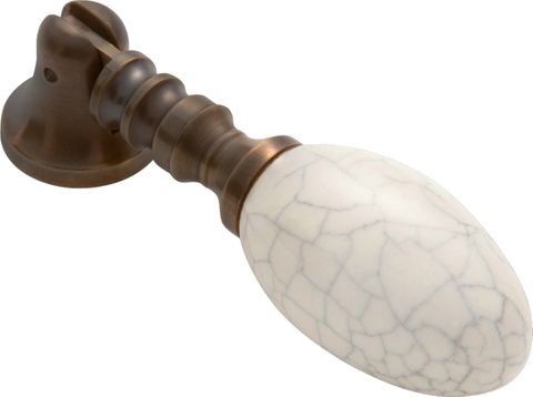 TRADCO CABINET PULL TEARDROP CRAZED IVORY PORCELAIN AB