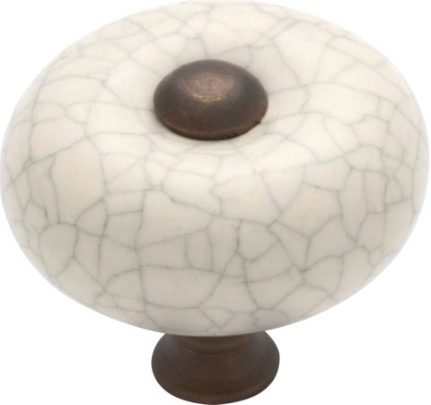 TRADCO CRAZED IVORY PORCELAIN ROUND KNOB