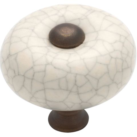 Tradco Crazed Ivory Porcelain Round Knob