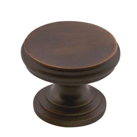Tradco TRA3046 Cupboard Knob Flat Antique Brass D32xp23mm