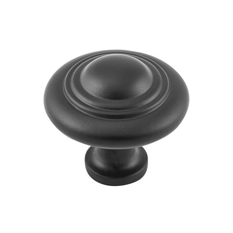 TRADCO CUPBOARD KNOB DOMED MATT BLACK D38XP35MM