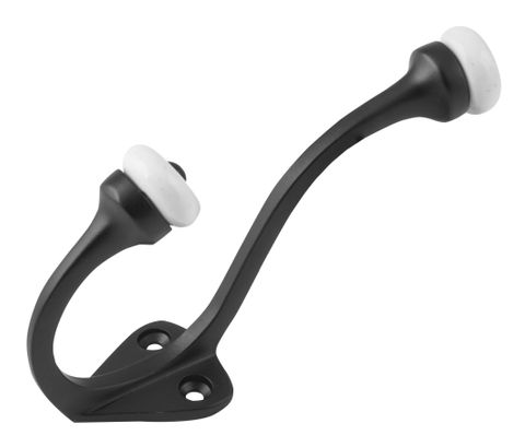 TRADCO HAT & COAT HOOK PORCELAIN TIP MATT BLACK H115XP75MM
