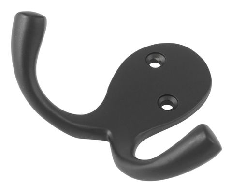 TRADCO ROBE HOOK DOUBLE MATT BLACK H75XP30MM