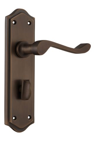 TRADCO DOOR LEVER HENLEY PRIVACY PAIR ANTIQUE BRASS