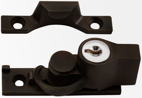TRADCO SASH FASTENER LOCKING NARROW ZINC ALLOY ANTIQUE BRASS