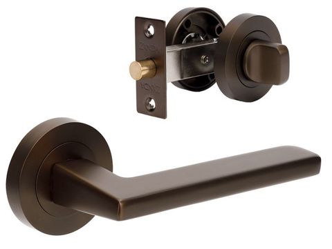 Zanda 7108.EB Vector Round Lever Set W/Latch + Privacy Kit EB