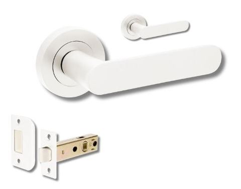 Zanda 10092.WHT 10092 Duke Round Rose Privacy Set With Latch WHT