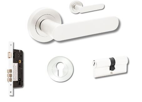 Zanda 10094.3.WHT 10094.3 Duke Round Entrance Set W/Lock + Furn White