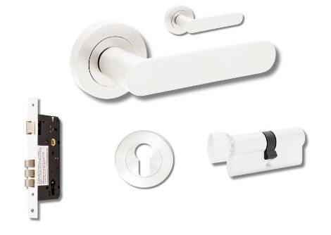 Zanda 10094.4.WHT 10094.4 Duke Round Entrance Set W/Lock + Furn White