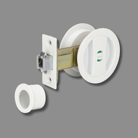 Zanda 5327.WHT Round Cavity Sliding Privacy Set WHT