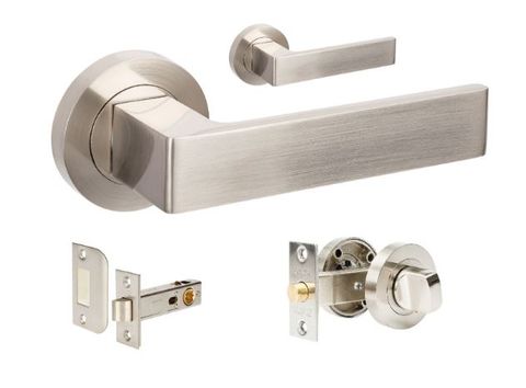 Zanda 10086 Boston Round Rose Privacy Kit Lever Set with Latch