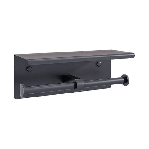 Metlam ML269_TRH_GRAPHITE Double Toilet Roll Holder With Shelf Top Graphite