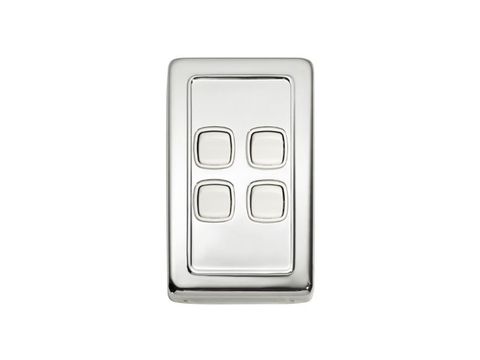 Tradco TRA5885 Switch Flat Plate Rocker 4 Gang White CP H115xw72mm