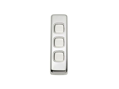 Tradco TRA5886 Switch Flat Plate Rocker 3 Gang White CP H108xw30mm