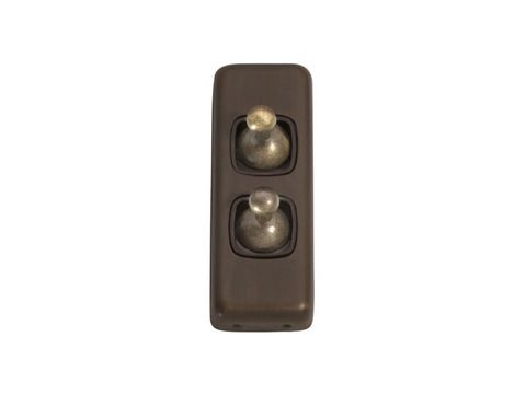 Tradco TRA5891 Switch Flat Plate Toggle 2 Gang Brown AB H82xw30mm