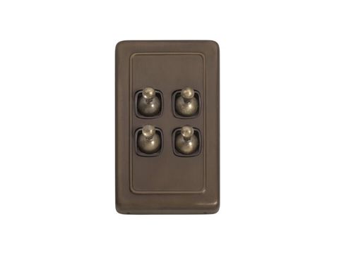 Tradco TRA5895 Switch Flat Plate Toggle 4 Gang Brown AB H115xw72mm