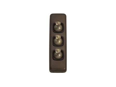 Tradco TRA5896 Switch Flat Plate Toggle 3 Gang Brown AB H108xw30mm