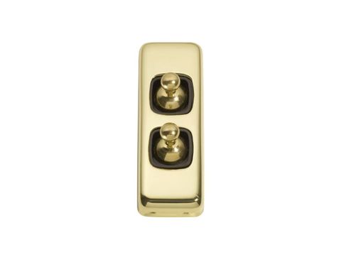Tradco TRA5901 Switch Flat Plate Toggle 2 Gang Brown PB H82xw30mm