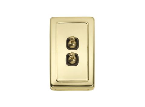 Tradco TRA5903 Switch Flat Plate Toggle 2 Gang Brown PB H115xw72mm
