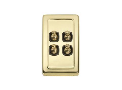 Tradco TRA5905 Switch Flat Plate Toggle 4 Gang Brown PB H115xw72mm