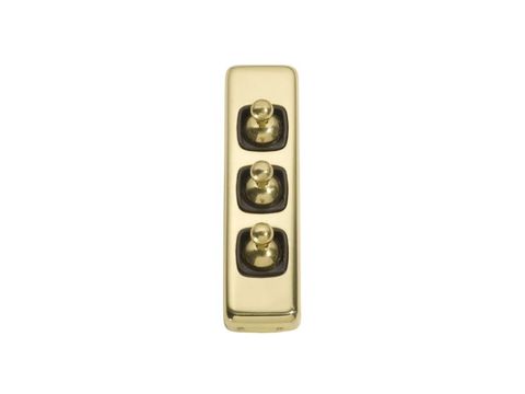 Tradco TRA5906 Switch Flat Plate Toggle 3 Gang Brown PB H108xw30mm