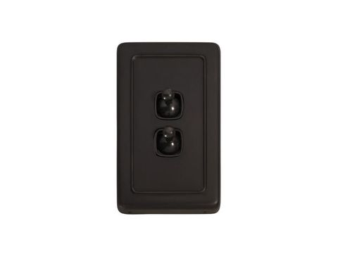 Tradco TRA5913 Switch Flat Plate Toggle 2 Gang Brown Ac H115xw72mm