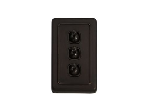 Tradco TRA5914 Switch Flat Plate Toggle 3 Gang Brown Ac H115xw72mm