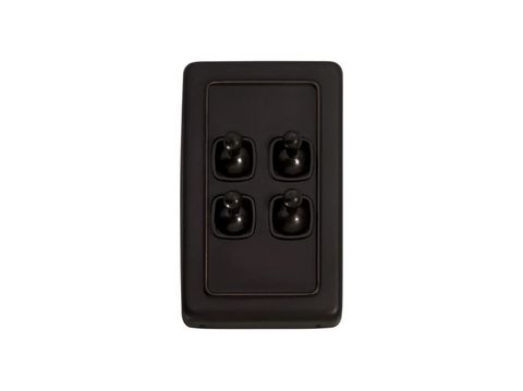 Tradco TRA5915 Switch Flat Plate Toggle 4 Gang Brown Ac H115xw72mm
