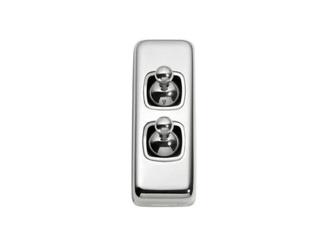 Tradco TRA5941 Switch Flat Plate Toggle 2 Gang White CP H82xw30mm