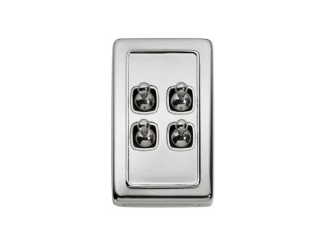 Tradco TRA5945 Switch Flat Plate Toggle 4 Gang White CP H115xw72mm
