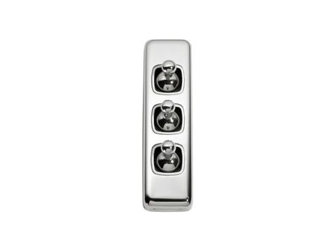Tradco TRA5946 Switch Flat Plate Toggle 3 Gang White CP H108xw30mm
