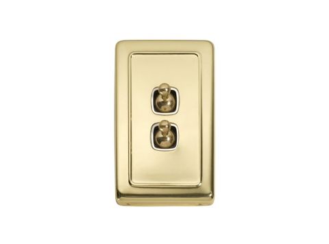 Tradco TRA5953 Switch Flat Plate Toggle 2 Gang White PB H115xw72mm